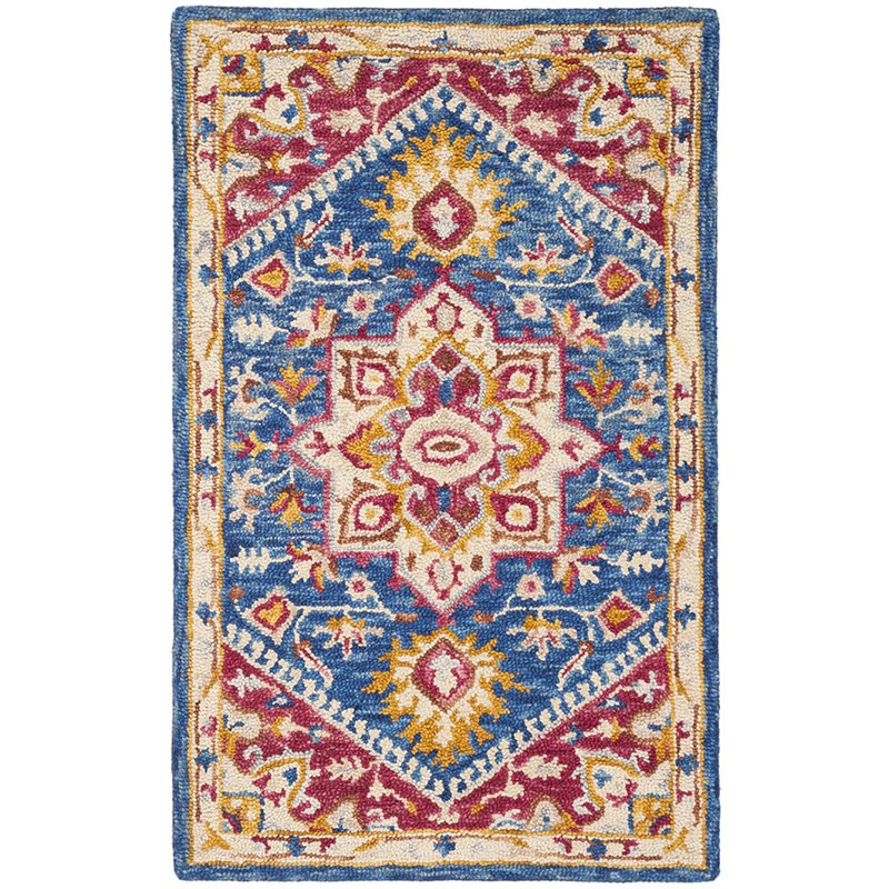 Safavieh Aspen 5' x 8' Hand Tufted Wool Rug in Navy and Fuchsia