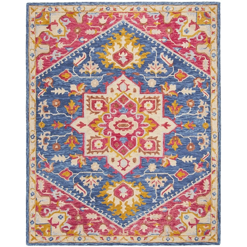 Safavieh Aspen 8' x 10' Hand Tufted Wool Rug in Navy and Fuchsia