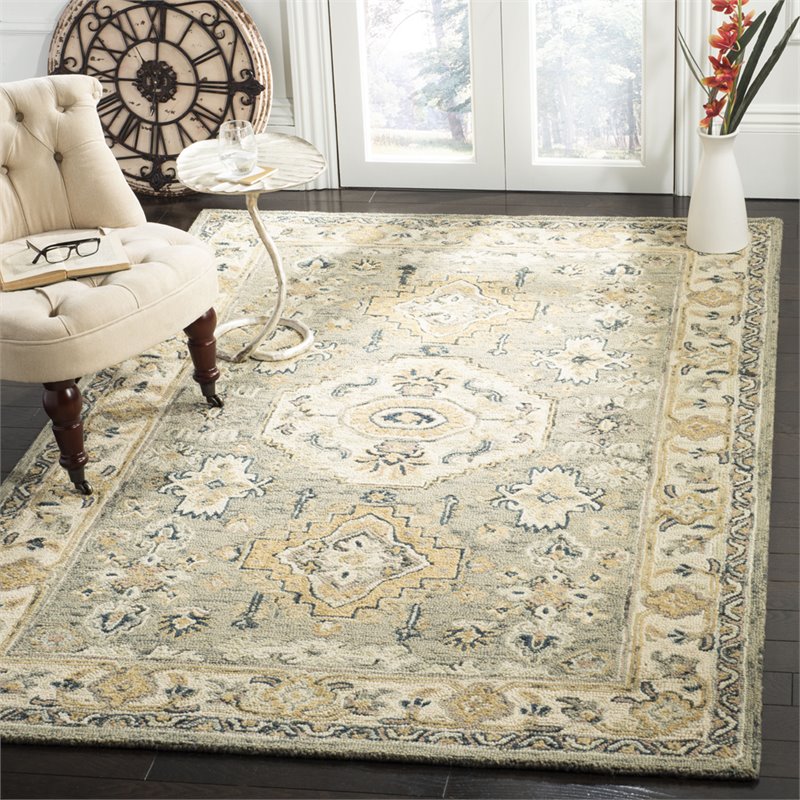Safavieh Aspen 2' x 3' Hand Tufted Wool Rug in Moss and Ivory