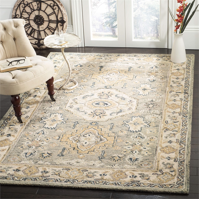 Safavieh Aspen 3' x 5' Hand Tufted Wool Rug in Moss and Ivory