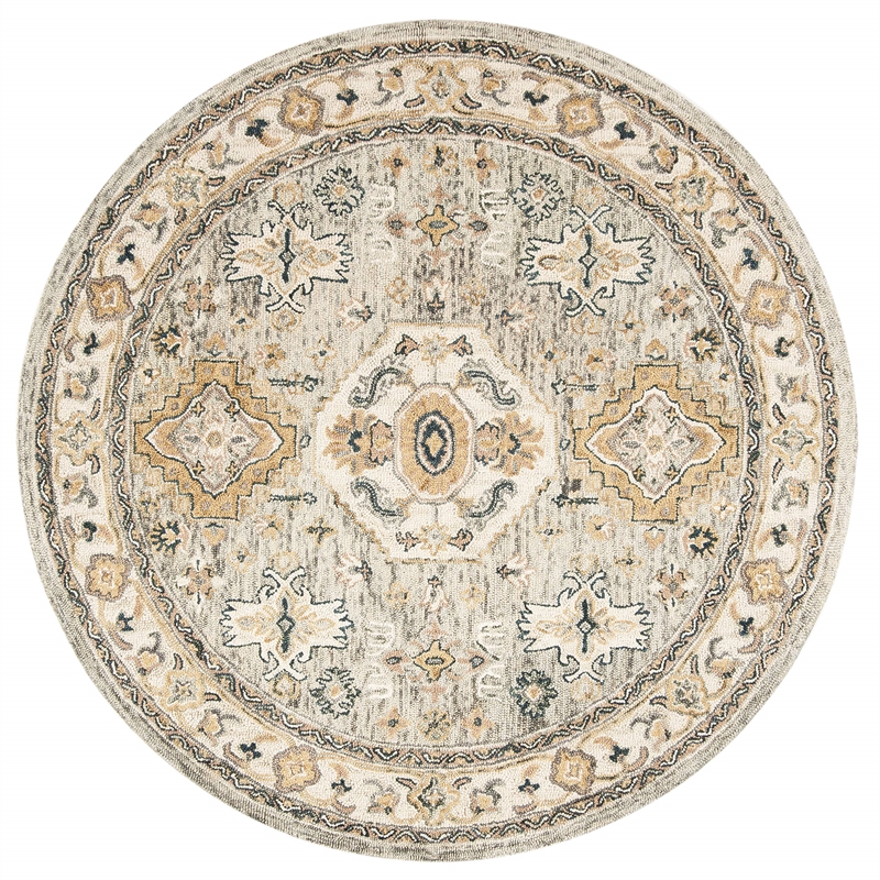 Safavieh Aspen 7' Round Hand Tufted Wool Rug in Moss and Ivory