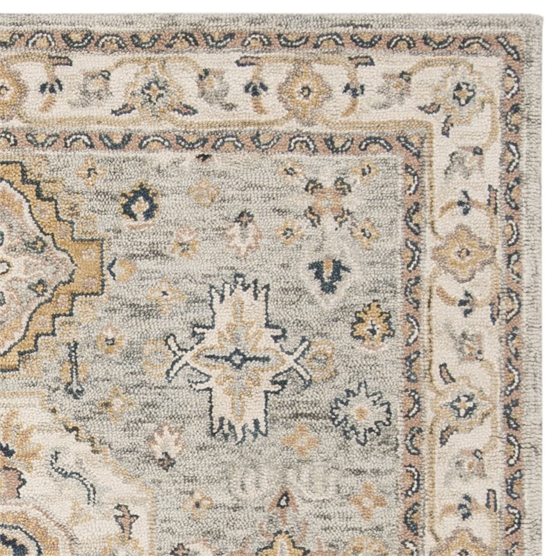 Safavieh Aspen 7' Square Hand Tufted Wool Rug in Moss and Ivory