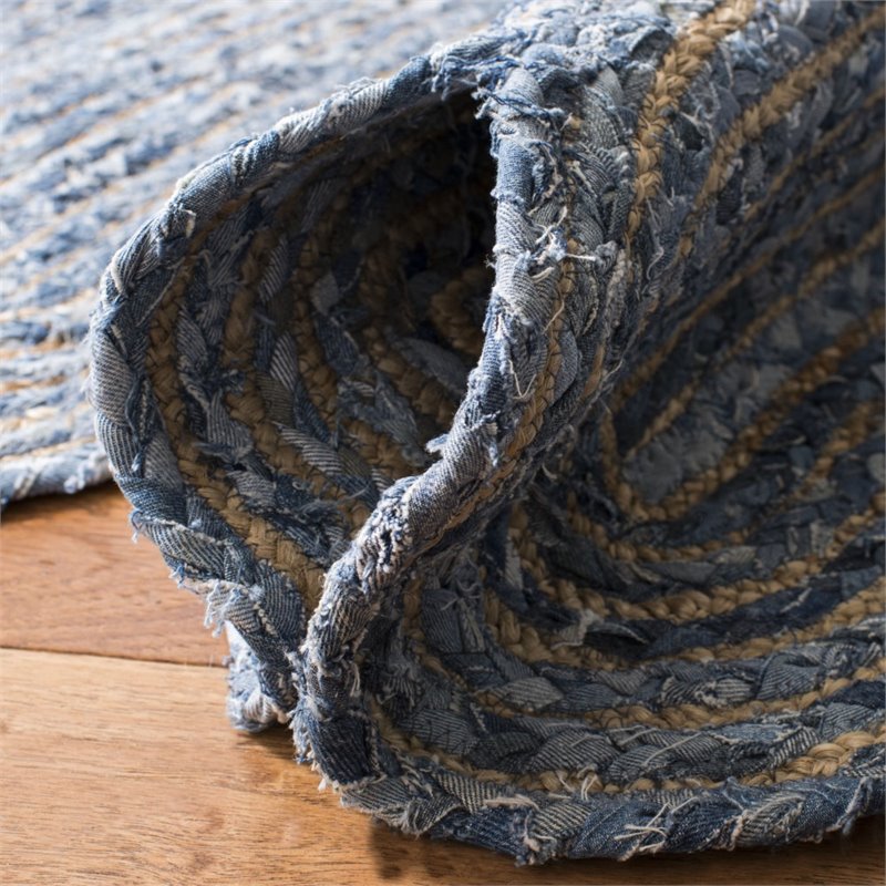 Safavieh Cape Cod 3' x 5' Hand Woven Jute Rug in Blue and Natural