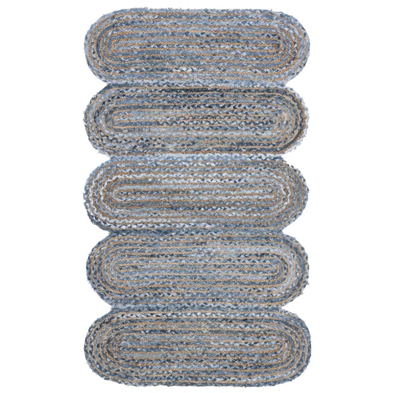Safavieh Cape Cod 4' x 6' Hand Woven Jute Rug in Blue and Natural