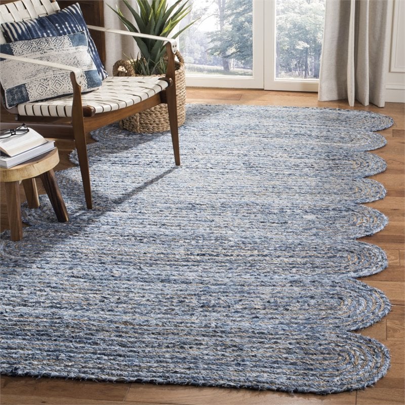 Safavieh Cape Cod 5' x 8' Hand Woven Jute Rug in Blue and Natural