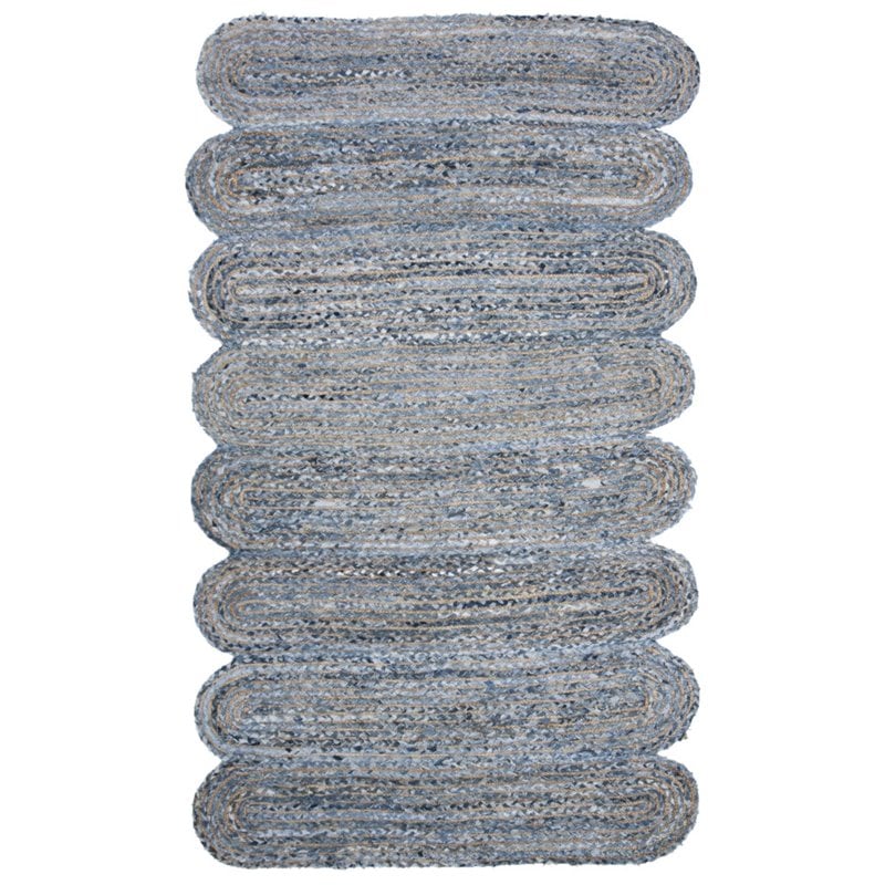 Safavieh Cape Cod 6' x 9' Hand Woven Jute Rug in Blue and Natural