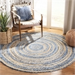 Safavieh Cape Cod 3' Round Hand Woven Jute Rug in Blue and Natural
