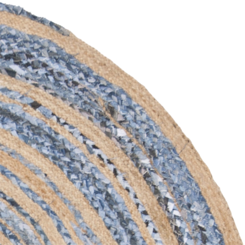 Safavieh Cape Cod 5' Round Hand Woven Jute Rug in Blue and Natural