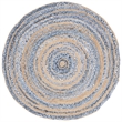 Safavieh Cape Cod 6' Round Hand Woven Jute Rug in Blue and Natural