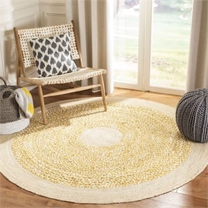 Safavieh Cape Cod 3' Round Hand Woven Jute Rug in Gold and Natural