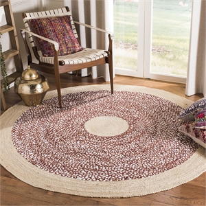 Safavieh Cape Cod 3' Round Hand Woven Jute Rug in Rust and Natural
