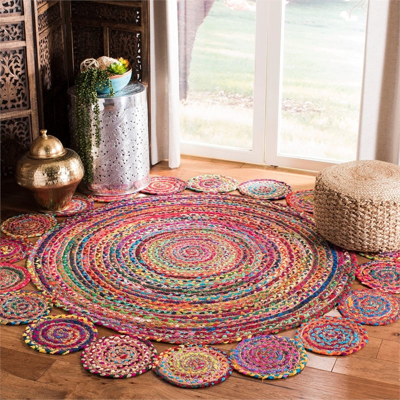 Safavieh Cape Cod 5' Round Hand Woven Jute Rug in Ivory and Natural