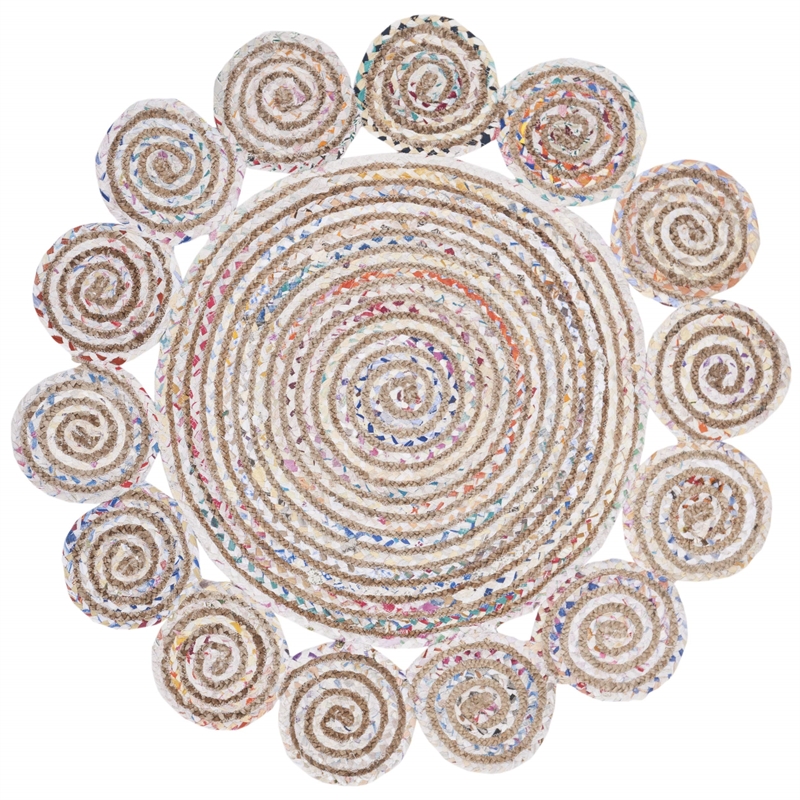 Safavieh Cape Cod 6' Round Hand Woven Jute Rug in Ivory and Natural