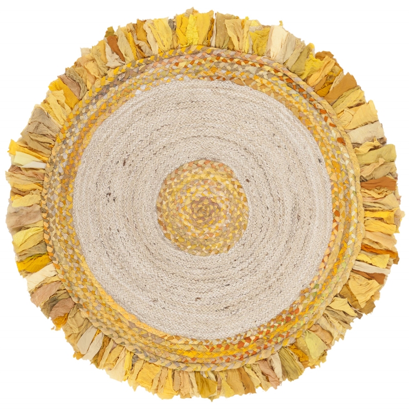 Safavieh Cape Cod 3' Round Hand Woven Jute Rug in Gold and Natural