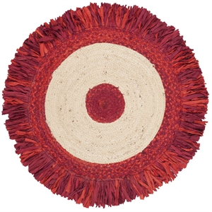 Safavieh Cape Cod 5' Round Hand Woven Jute Rug in Red and Natural