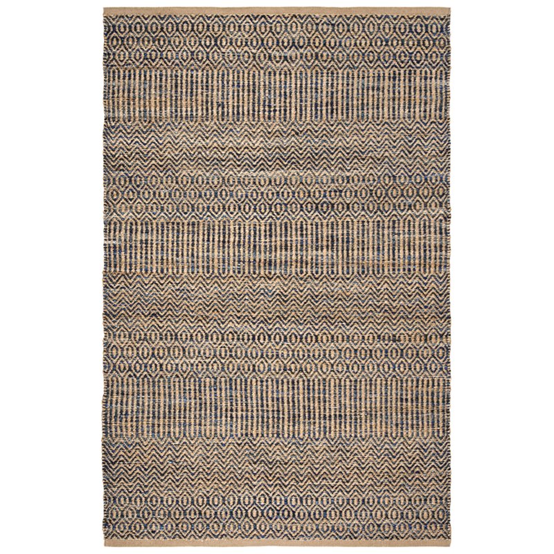 Safavieh Cape Cod 3' x 5' Hand Woven Jute Rug in Navy and Natural