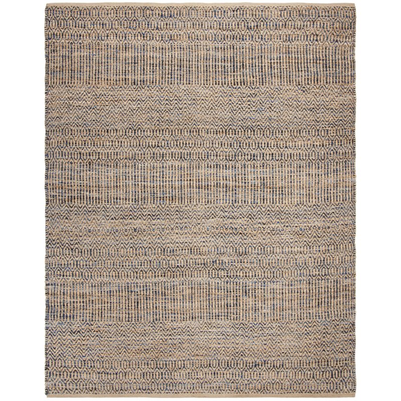 Safavieh Cape Cod 6' x 9' Hand Woven Jute Rug in Navy and Natural