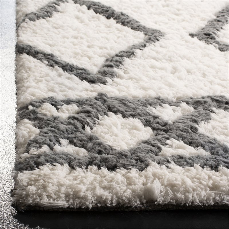 Safavieh Equinox 8' x 10' Hand Tufted Shag Rug in Cream and Gray