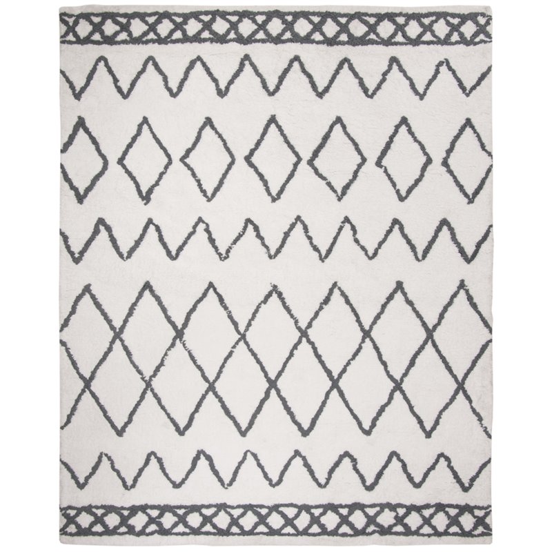 Safavieh Equinox 8' x 10' Hand Tufted Shag Rug in Cream and Gray