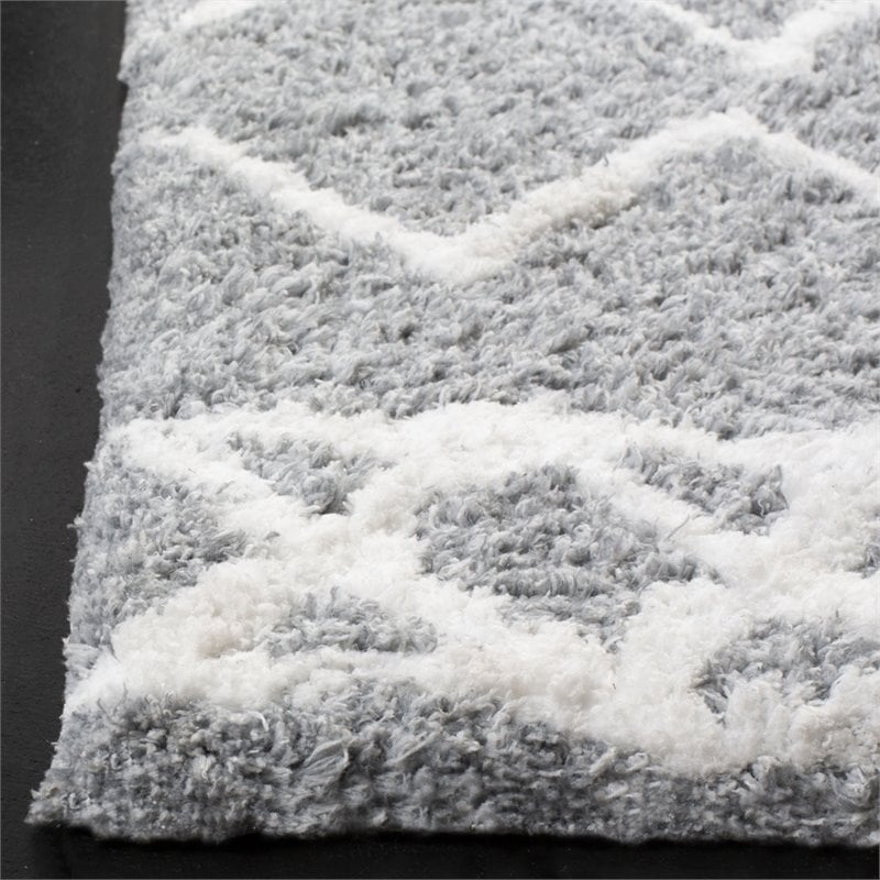 Safavieh Equinox 3' x 5' Hand Tufted Shag Rug in Gray and Cream