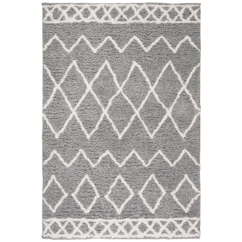Safavieh Equinox 4' x 6' Hand Tufted Shag Rug in Gray and Cream
