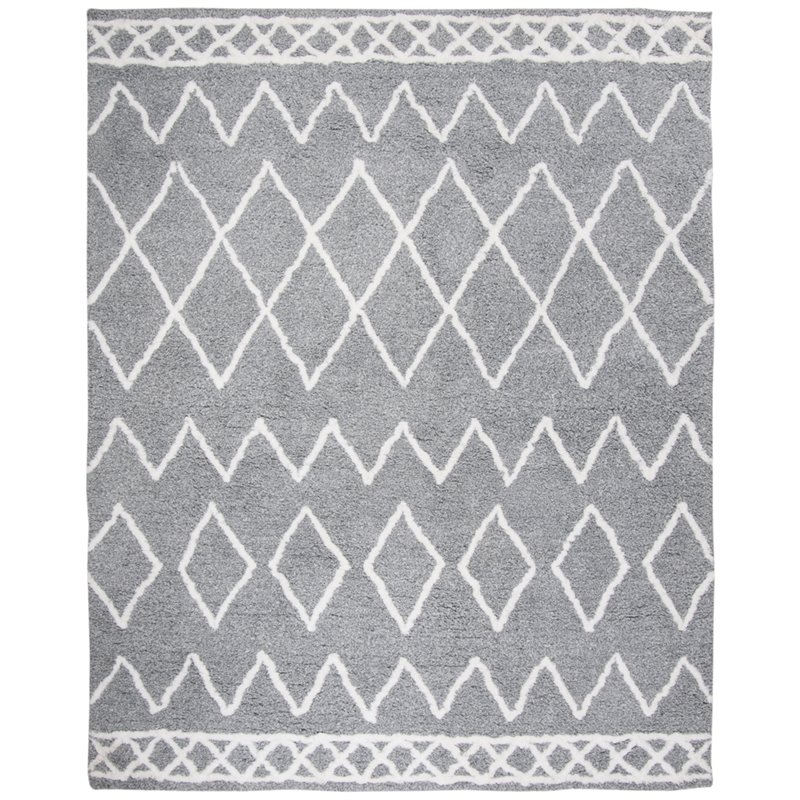 Safavieh Equinox 8' x 10' Hand Tufted Shag Rug in Gray and Cream