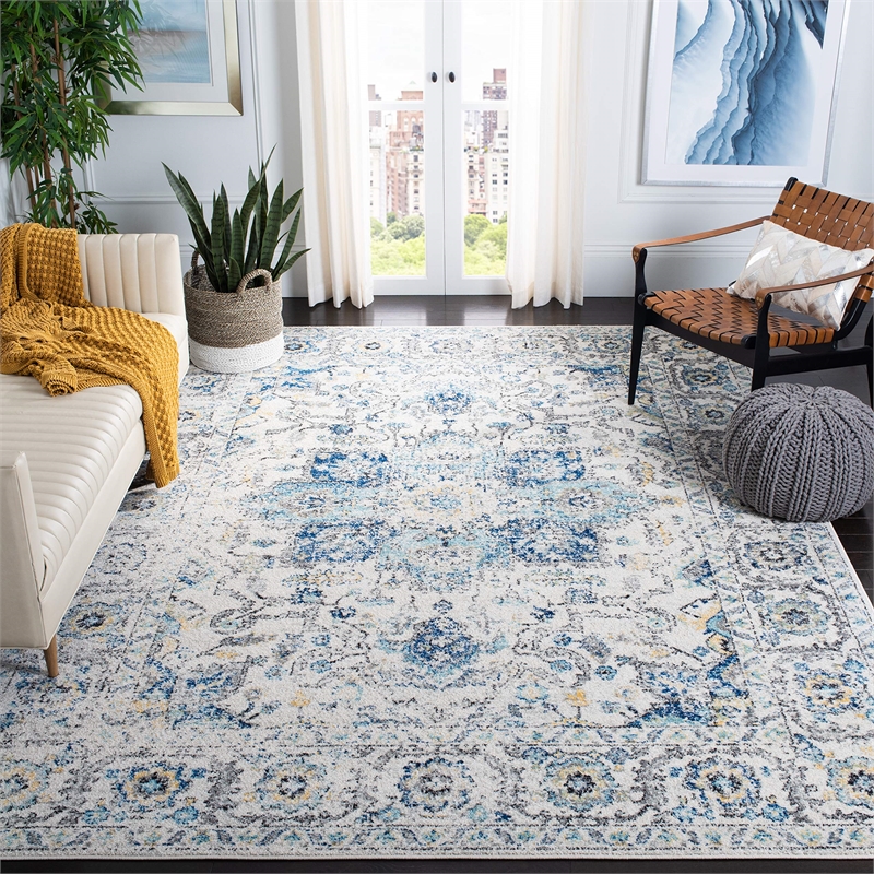 Safavieh Madison 9' x 12' Rug in Turquoise and Ivory
