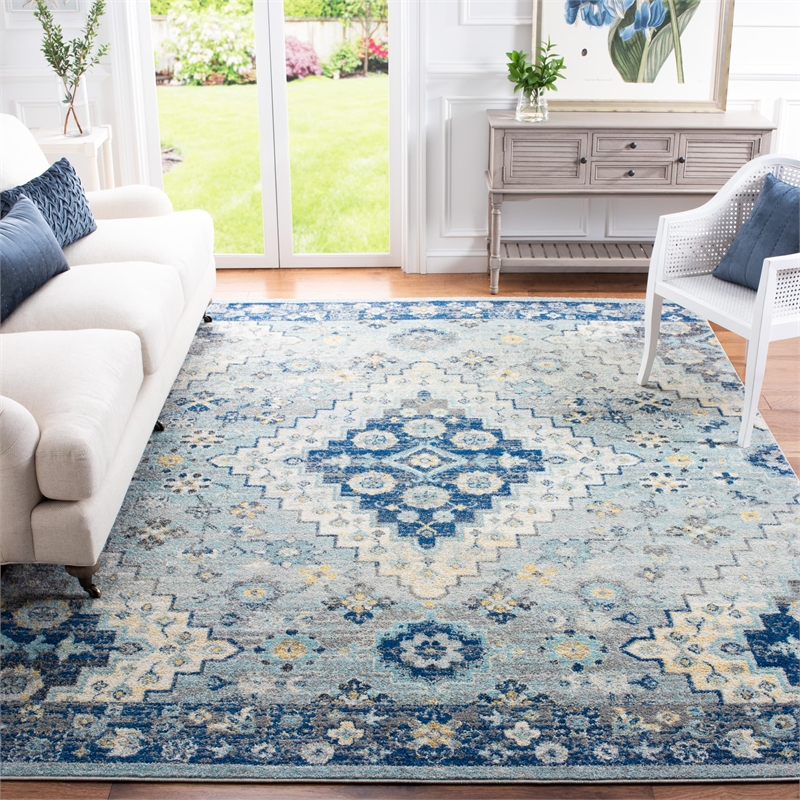 Safavieh Madison 9' x 12' Rug in Blue and Cream