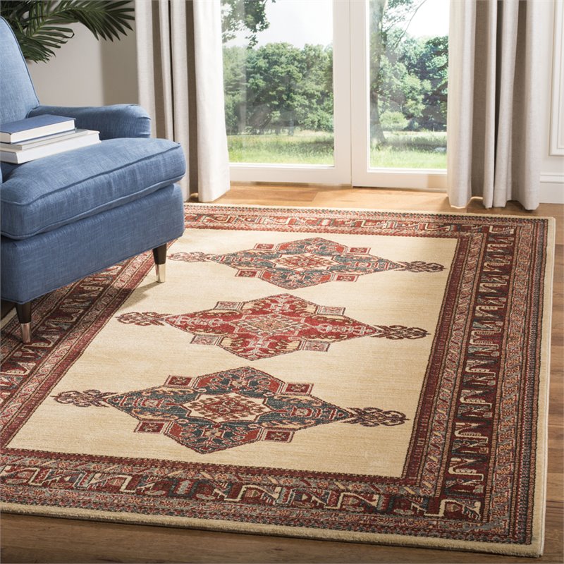 Safavieh Mahal 9' x 12' Rug in Cream and Red