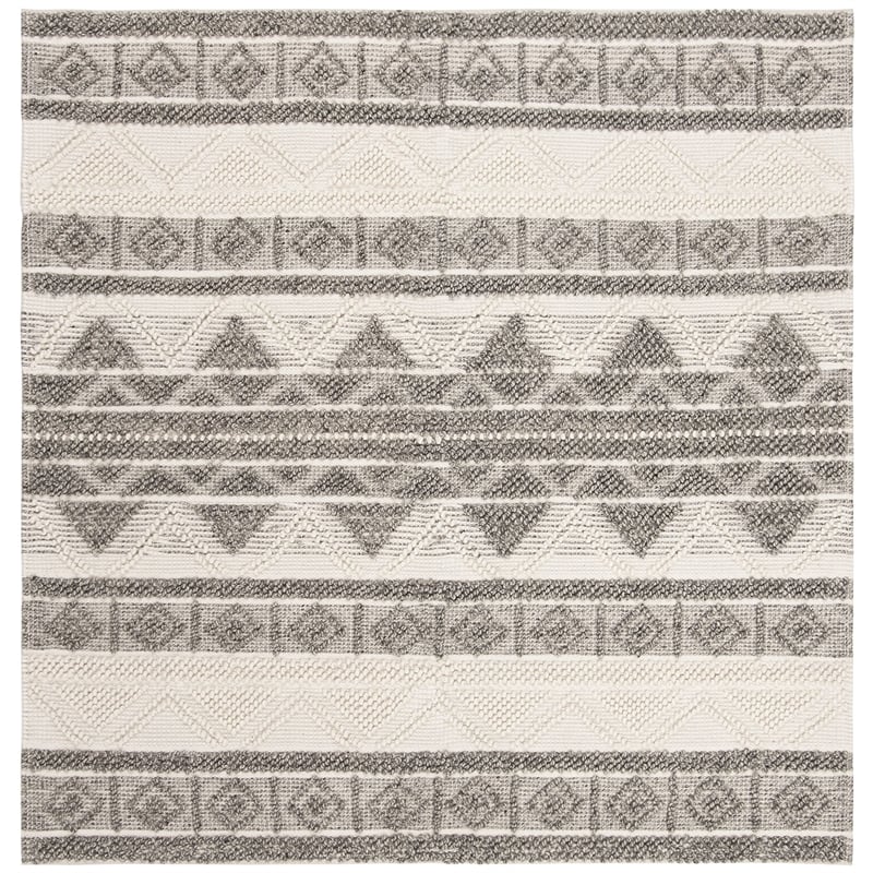 Safavieh Natura 6' Square Hand Woven Wool Rug in Ivory and Gray