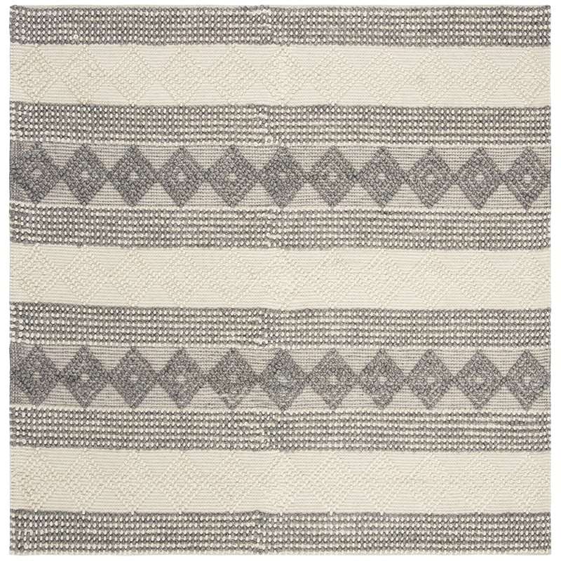 Safavieh Natura 6' Square Hand Woven Wool Rug in Gray and Ivory