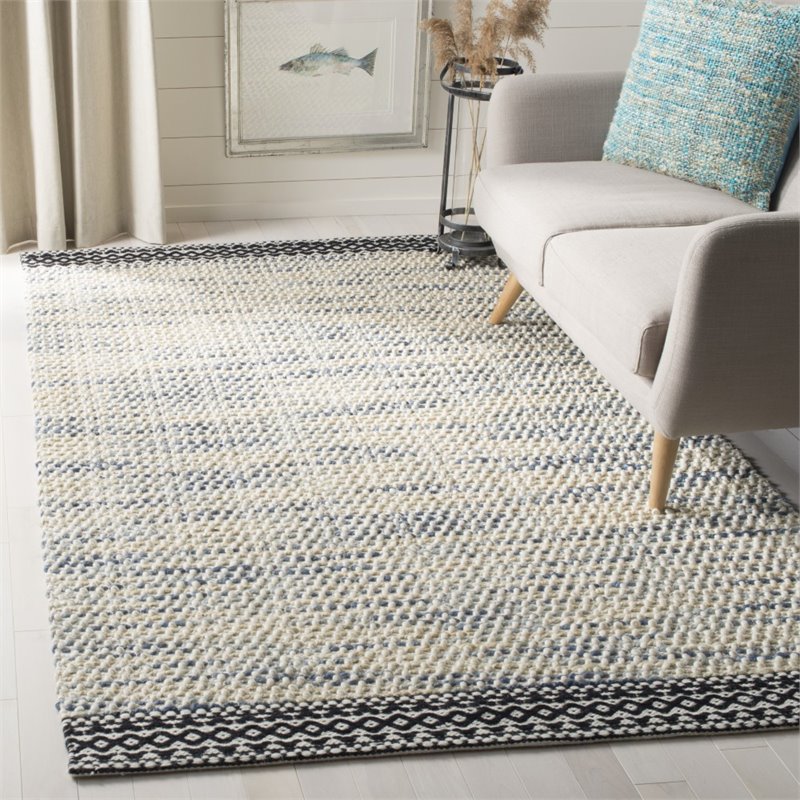 Safavieh Natura 8' x 10' Hand Woven Wool Rug in Black and Ivory