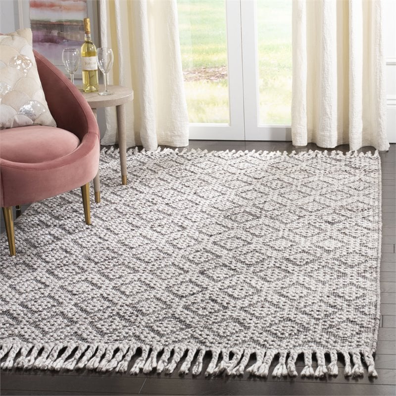 Safavieh Natura 3' x 5' Hand Woven Wool Rug in Charcoal and Light Gray