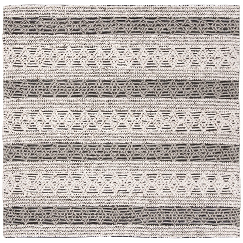 Safavieh Natura 6' Square Hand Woven Wool Rug in Charcoal and Gray
