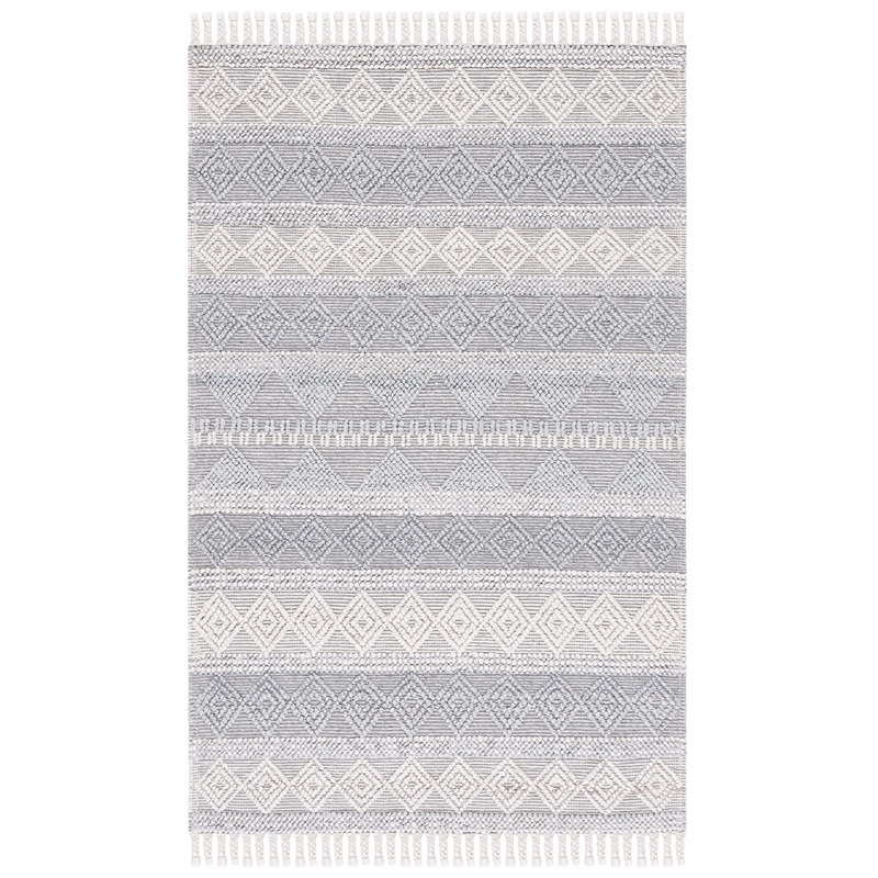 Safavieh Natura 5' x 8' Hand Woven Wool Rug in Silver and Ivory