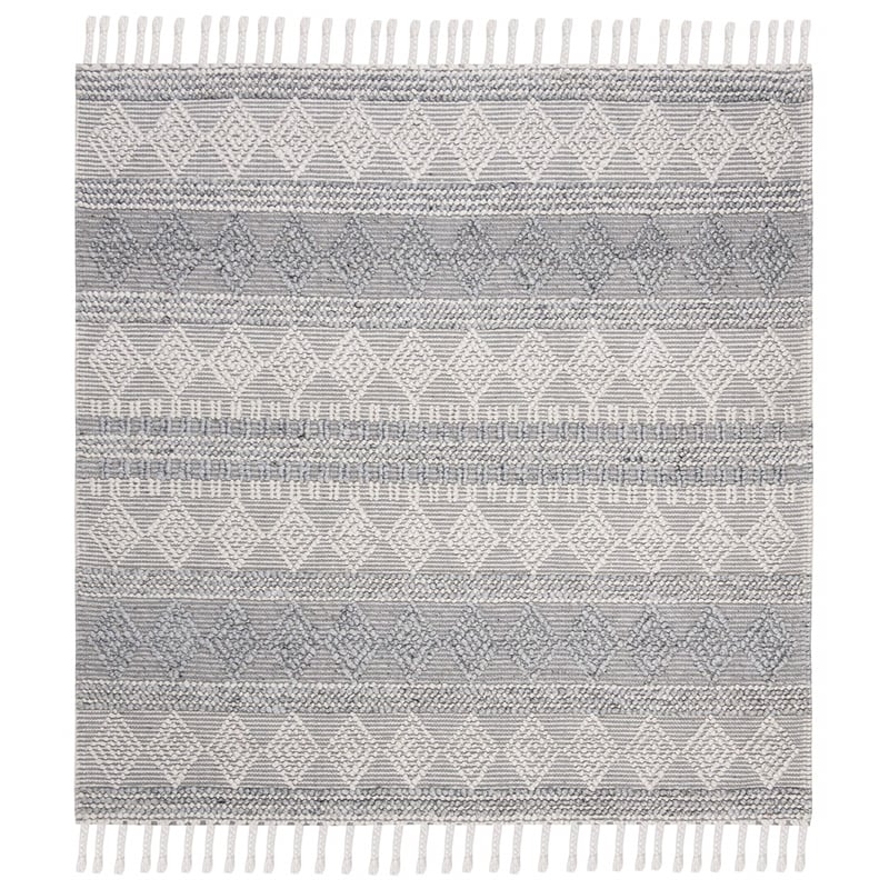 Safavieh Natura 6' Square Hand Woven Wool Rug in Silver and Ivory