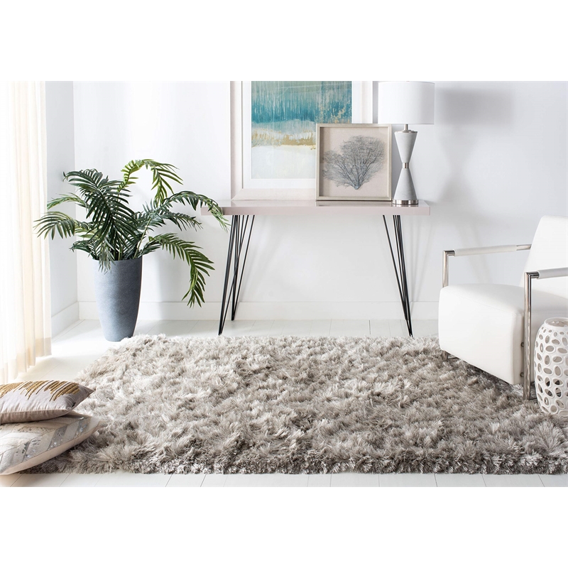 Safavieh Ocean 3' x 5' Hand Tufted Shag Rug in Light Gray
