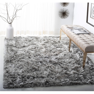Safavieh Ocean 3' x 5' Hand Tufted Shag Rug in Silver