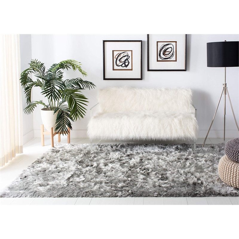 Safavieh Ocean 3' x 5' Hand Tufted Shag Rug in Silver