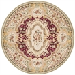 Safavieh Savonnerie 6' Round Hand Tufted Wool Rug in Red and Ivory