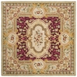 Safavieh Savonnerie 6' Square Hand Tufted Wool Rug in Red and Ivory