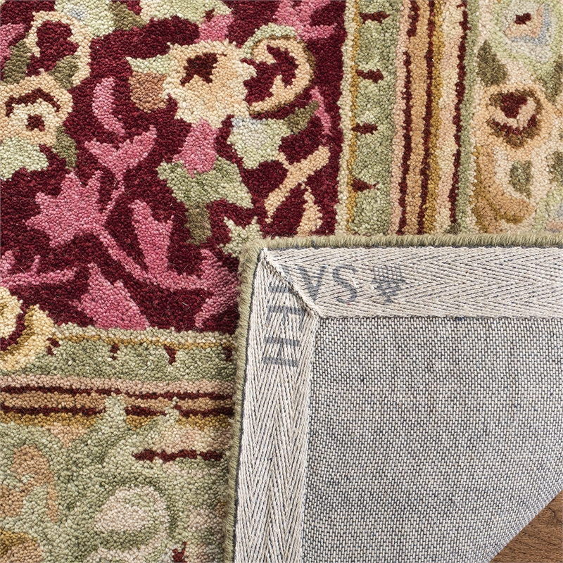 Safavieh Savonnerie 6' Square Hand Tufted Wool Rug in Red and Ivory