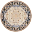 Safavieh Savonnerie 6' Round Hand Tufted Wool Rug in Ivory and Black