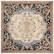 Safavieh Savonnerie 6' Square Hand Tufted Wool Rug in Ivory and Black