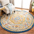 Safavieh Savonnerie 6' Round Hand Tufted Wool Rug in Blue and Ivory