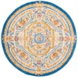Safavieh Savonnerie 6' Round Hand Tufted Wool Rug in Blue and Ivory