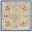 Safavieh Savonnerie 6' Square Hand Tufted Wool Rug in Blue and Ivory