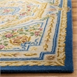 Safavieh Savonnerie 6' Square Hand Tufted Wool Rug in Blue and Ivory