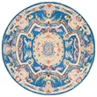 Safavieh Savonnerie 6' Round Hand Tufted Wool Rug in Blue and Ivory