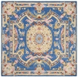Safavieh Savonnerie 6' Square Hand Tufted Wool Rug in Blue and Ivory